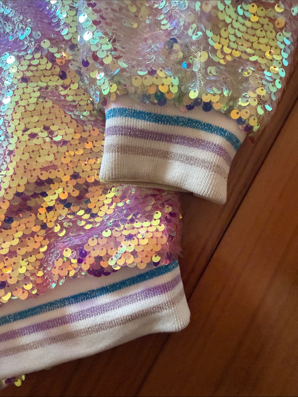 Lola & the Boys Iridescent Sequin Bomber Jacket - Ombre - Picture 5 of 5